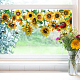 ポリ塩化ビニールの窓の静的なステッカー  長方形  窓の装飾用  花  380x1160mm AJEW-WH0385-0004-6