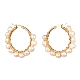 Anello di perle naturali orecchini a cerchio per donna ragazza EJEW-JE04685-02-3