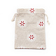 ポリコットン（ポリエステルコットン）パッキングポーチ巾着袋  印刷された雪片で  レッド  18x13cm X-ABAG-S003-02A-2