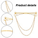 PandaHall Elite 4Pcs 4 Style Brass Hanging Chains Collar Pins Tie Clips AJEW-PH0011-16-4