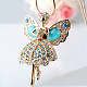 Fairy 18K Real Gold Plated Alloy Rhinestone Pendant Sweater Necklaces NJEW-DD0009-012A-2