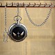 Relojes de bolsillo patrón cruz y ala plana y redonda colgante de aleación de platino tono retro WACH-H015-AB02-1
