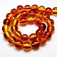 Fornituras de abalorios de la joya budista resina de imitación de color ámbar sangre hebras de perlas reronda X-RESI-L002-6mm-G010-3