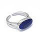 調整可能な天然の宝石の指輪  真鍮パーツ  オーバル  サイズ6  17mm RJEW-L089-11M-3