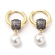Plastic Pearl Dangle Hoop Earrings with Cubic Zirconia Rondelle Beaded EJEW-G341-08G-2