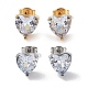 6 Pair 2 Color Heart Cubic Zirconia Stud Earrings EJEW-A024-15A-2