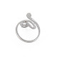 304 Stainless Steel Snake Wide Open Cuff Ring for Women RJEW-S405-226P-2