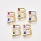 Brass Cubic Zirconia Slide Charms ZIRC-S063-01B-G-1
