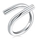 Rhodium Plated 925 Sterling Silver Wire Wrap Open Cuff Ring for Women JR915A-1