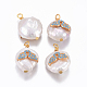 Pendenti con perle d'acqua dolce coltivate naturali PEAR-E013-35D-2