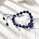 Регулируемые плетеные браслеты из натуральных бусин лазурита для женщин BJEW-L713-A04-3