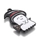 ハロウィンテーマアロイエナメルペンダント  黒い魔女の帽子とほうきを持つ白い幽霊  電気泳動黒  22.5x14.5x1.5mm  穴：1.6mm X-ENAM-J649-03B-3