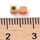 マットゴールドカラー 925 スターリングシルバービーズ  エナメル  正方形  ピンク  3x2.5x2.5mm  穴：1.4mm STER-M113-23A-05MG-3