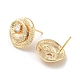 Brass with Glass Twist Flat Round Stud Earrings Findings KK-K351-20G-2