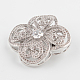 Flower Brass Micro Pave Clear Cubic Zirconia Brooches ZIRC-P003-15-2