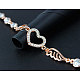 Simple Heart and Wing Alloy Rhinestone Link Bracelets X-BJEW-N0001-087-3