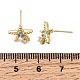 Серьги-гвоздики из латуни с микропаве из кубических цирконий в форме морских звезд EJEW-Z153-02G-5