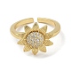 Подсолнух стойка покрытие латунь микро паве кубический цирконий манжеты палец кольца для женщин RJEW-C114-06G-2