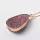 Natural Drusy Agate Pendant Necklaces NJEW-JN01120-4