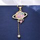 Ожерелья с подвеской в виде планеты и созвездия из нержавеющей стали 304 с перламутровой эмалью NJEW-D310-01B-G-5