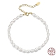 Natural Baroque Pearl Beaded Chain Bracelet with 925 Sterling Silver Clasps BJEW-I314-144-1