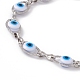 304 Stainless Steel Horse Eye Link Chain Bracelet with Resin Evil Eye Beaded for Women BJEW-F439-01P-01-2