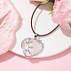 Ожерелье с подвеской в виде сердца из натурального розового кварца со шнурками из воловьей кожи NJEW-JN04598-02-2