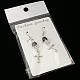 Stylish  Glass Pearl Cross Dangle Earrings EJEW-JE00489-07-2