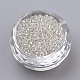 6/0グレードの丸いガラスシードビーズ  銀並ぶ  透明  4x3mm  穴：1mm  約4800個/ポンド SEED-A022-F6-34-2