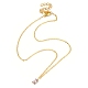 Halskette mit rechteckigem Glasanhänger und goldenen Messingkabelketten für Damen NJEW-FZ00011-2
