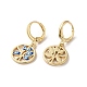 Tree with Evil Eye Real 18K Gold Plated Brass Dangle Leverback Earrings EJEW-Q797-19G-03-2