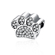 Dog's Paw Prints 925 Sterling Silver Cubic Zirconia European Stopper Beads STER-BB15831-1