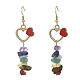 2 Paar Ohrhänger mit 2-farbigen natürlichen gemischten Edelsteinsplittern EJEW-JE05344-2