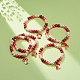 Braccialetto elasticizzato con perline di vetro rosso con ciondolo a forma di fungo smaltato in lega da donna BJEW-JB08711-2