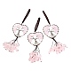 Puces enveloppées de fil quartz rose naturel grandes décorations pendentif HJEW-H057-01C-1