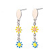 Flower Enamel Long Dangle Stud Earrings EJEW-N049-03A-2