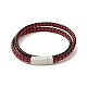 Microfiber Leather Braided Double Loops Wrap Bracelet with 304 Stainless Steel Magnetic Clasp for Men Women BJEW-C021-08-P-2
