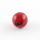 Valentines Day Ornaments Opaque Chunky Gumball Bubblegum Word Love and Heart Printed Acrylic Round Beads SACR-Q094-M-2