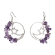 Серьги-подвески из сплава натурального аметиста в форме луны со звездой EJEW-JE06804-01-3
