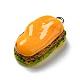 不透明樹脂ペンダント  プラチナトーンの鉄ループ付き  模造食品  ホットドッグ  オレンジ  25.5x14x9.5~10mm  穴：2mm RESI-D055-122P-2
