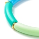 Bracciale elasticizzato con perline acriliche opache a tubo curvo per ragazze adolescenti BJEW-JB06940-02-5