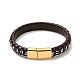 Bracelet cordon tressé en cuir et 304 corde en acier inoxydable avec fermoir magnétique pour homme femme BJEW-C021-14-2