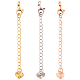 CREATCABIN 24Pcs/Box 3 Colors Necklace Bracelet Extenders 18K Gold Plated Brass Chain Extensions with Lobster Claw Clasps Heart Chain Tabs Connectors for Jewelry Necklaces Rose Gold Silver 2.56Inch KK-CN0002-29-1