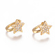 Golden Plated Brass Micro Pave Cubic Zirconia Cuff Earrings X-EJEW-L244-39G-1