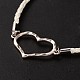Leather Cord Platinum Tone Alloy Heart link Bracelets BJEW-JB01953-01-2