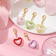 Heart Acrylic & Glass Pearl Pendant Decorations HJEW-JM01403-4