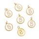 Brass Micro Pave Clear Cubic Zirconia Charms ZIRC-J040-44G-05-1