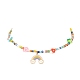 Halskette mit Regenbogen-Anhänger aus legierter Emaille NJEW-JN04348-4