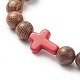 Bracelet extensible en perles de bois de rose naturel et pierres précieuses pour femme BJEW-JB09294-5