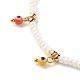 Fußkettchen aus geflochtenen Perlen aus Glassamen und Messing mit Bunte Malerei-Anhängern für den bösen Blick AJEW-AN00484-03-4